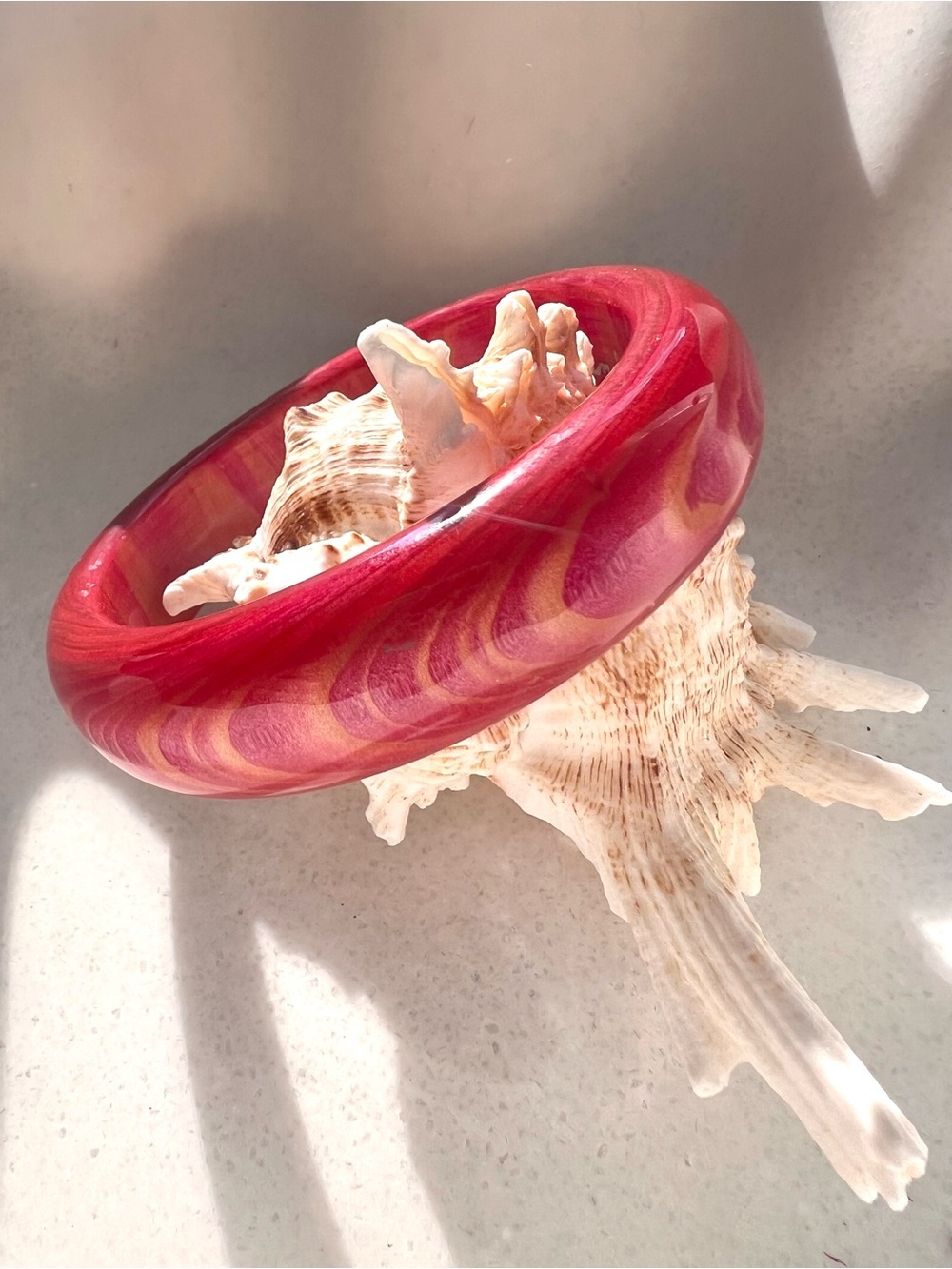 Cypress handcrafted by Huppke
Enameled Wood Bangle Bracelet- New Vtg.